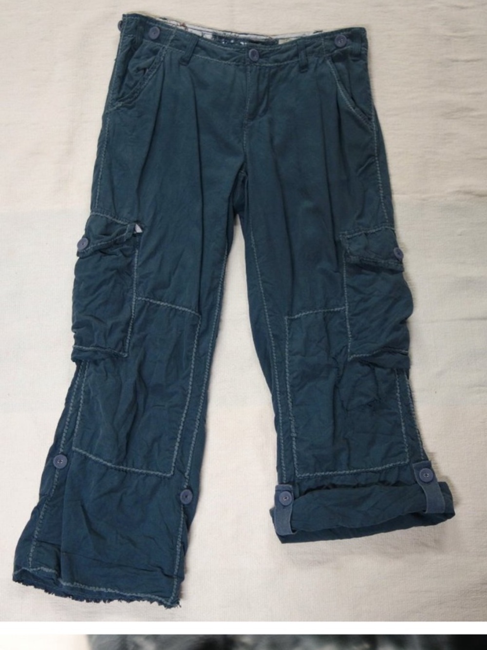 Da-Nang Women's Cargo Capris in Slate Teal - Picture 8 of 9